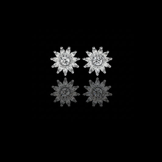 Floral Lab Diamond Marquise Cluster Stud Earrings with Round Center