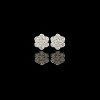 Floral Moissanite Diamond Cluster Stud Earrings with Brilliant Round Cut Sparkle