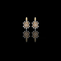 Snowflake Starburst Moissanite Diamond Drop Hoop Earrings with Cluster Design
