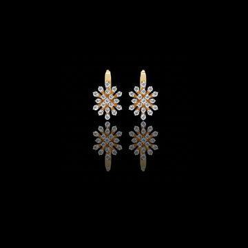 Snowflake Starburst Moissanite Diamond Drop Hoop Earrings with Cluster Design