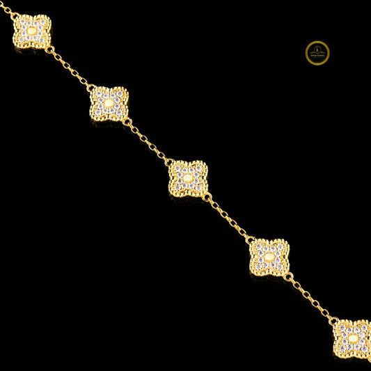 Round Cut Lab Grown Diamond Clover Chain Bracelet