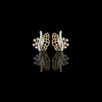 Butterfly Grace Moissanite Diamond Marquise Cut Stud Earrings with Round Side Stones
