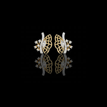 Butterfly Grace Moissanite Diamond Marquise Cut Stud Earrings with Round Side Stones