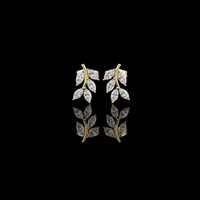 Classy Moissanite Diamond Marquise Cut Nature Inspired Leaf Stud Earrings
