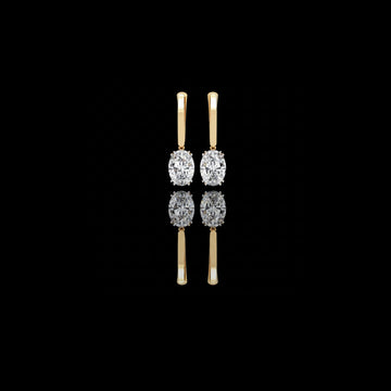 Oval Cut Moissanite Diamond Solitaire Drop Hoop Earrings in Gold