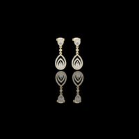 0.39 CT Ethereal Teardrop Halo Drop Moissanite Earrings in Gold with Layered Pear Cut Brilliance For Glam Girl