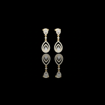 0.39 CT Ethereal Teardrop Halo Drop Moissanite Earrings in Gold with Layered Pear Cut Brilliance For Glam Girl