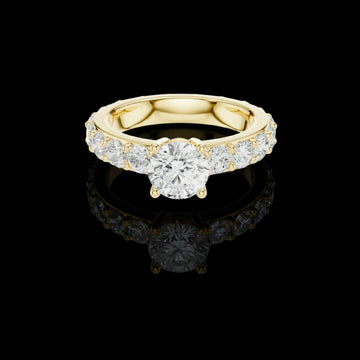 1.00 CT Desire Full Round Brilliant Cut Sparkle Solitaire Ring with Graduated Lab Diamond Band
