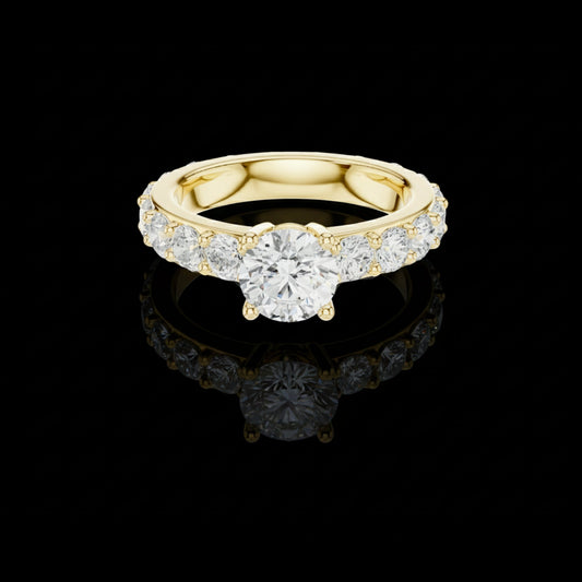 Pave Round Cut Solitaire Lab Diamond Wedding Ring For Women