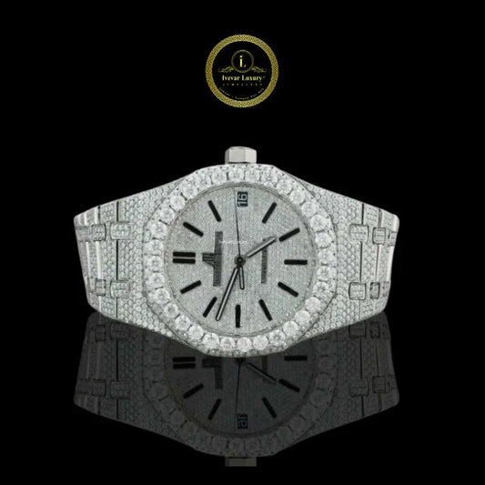 Fully Iced-Out Luxury Watch – Silver Diamond-Inspired Designer Style By Ivevar