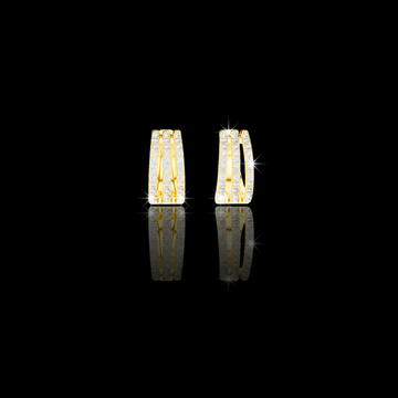 Triple Row Round Moissanite Diamond Hoop Earrings Everyday Statement Jewelry