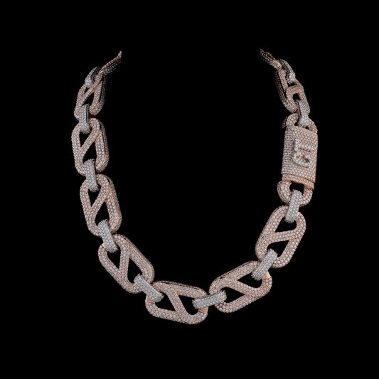 Custom Symmetrical Interlocking Geometric Station Links Featuring Micro Lab Grown Diamonds