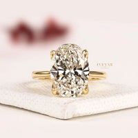 Hidden Halo Setting Oval Cut Lab Grown Engagement Ring
