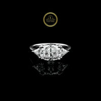 Cushion Cut Three Stone Moissanite Diamond Ring with Trillion Sides