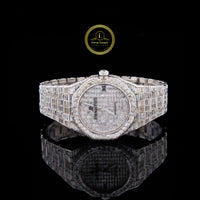 Full Iced Out Baguette Diamond Watch with Invisible-Set Dial & Bracelet