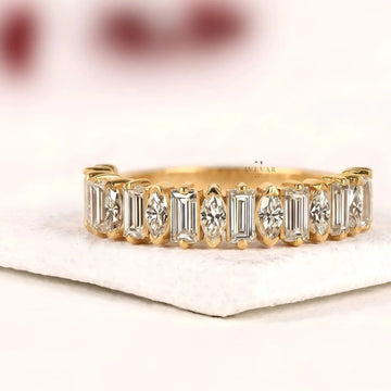 Alternative Emerald and Pear Lab Diamond Eternity Band