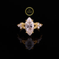 Marquise Cut Vintage Lab Grown Diamond Bridal Ring