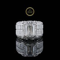 Luxury 4 CT Emerald Cut Lab Grown Diamond Statement Ring in White Gold By Ivevar