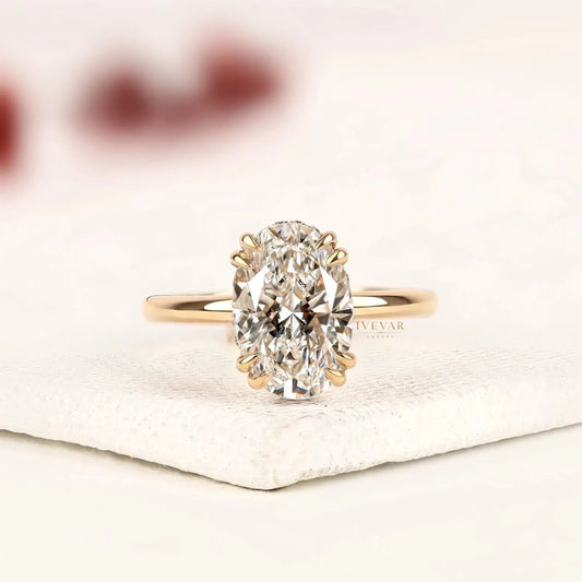 Oval Lab Diamond Hidden Halo Personalized Letter "GA" Ring