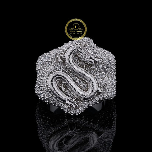 Luxury Dragon Statement Ring with Brilliant Moissanite Sparkle By Ivevar