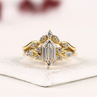 Dutch Marquise Cut Lab Diamond Bridal Ring Set