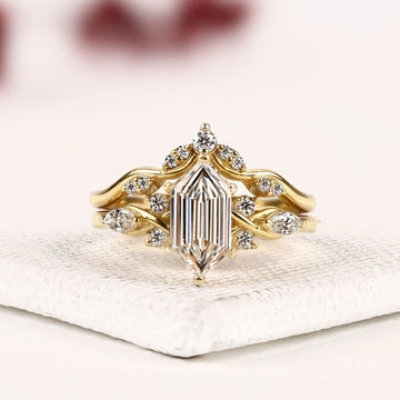 Dutch Marquise Cut Lab Diamond Bridal Ring Set