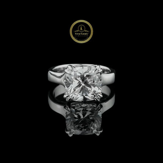Cushion Cut Moissanite Diamond Solitaire Engagement Ring