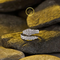 Pave Lab Grown Diamond Wrap Ring with Geometric Bypass