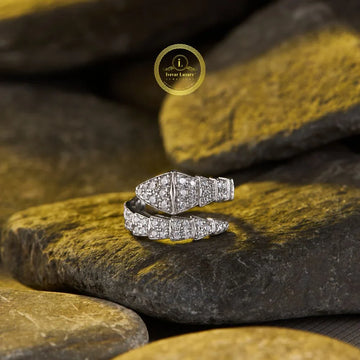 Pave Lab Grown Diamond Wrap Ring with Geometric Bypass