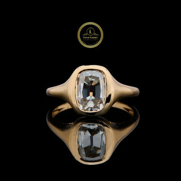 Bezel Set Cushion Cut Moissanite Diamond Solitaire Ring