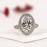 Double Halo Oval Cut Lab Diamond Hidden Halo Engagement Ring