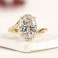 Oval Cut Lab Grown Diamond Bypass Ring With Twisted Band
