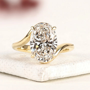 Oval Cut Lab Grown Diamond Bypass Ring With Twisted Band
