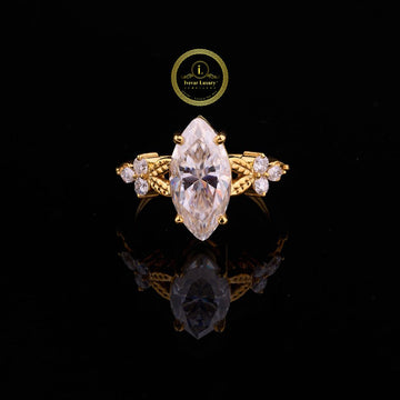 Marquise Cut Vintage Moissanite Diamond Bridal Ring