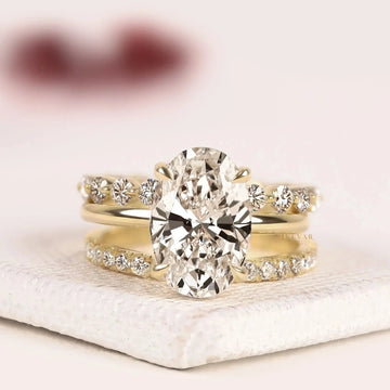 Oval Cut with Two Infinity Bands Lab Grown Bridal Ring Set