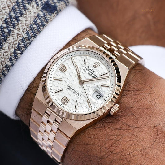 Heritage Collection Classic Rose Gold And Stainless Steel Skeleton Moissanite Baguette Diamond Design