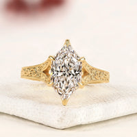 Marquise Cut Lab Grown Diamond Ring with Gold Band