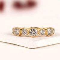 Round Cut Moissanite Diamond Half Eternity Wedding Stacking Band