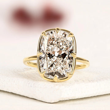 Cushion Cut Lab Grown Diamond Solitaire Gold Engagement Ring