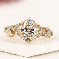 Oval Cut Lab Grown Diamond Floral Vine Engagement Ring