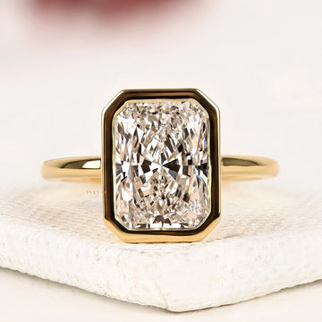 Radiant Cut Lab Grown Diamond Bezel Solitaire Ring