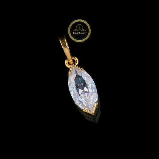 Elegant Marquise Cut Lab Diamond Pendant in Yellow Gold Minimal Luxury Jewelry Design for Everyday Wear By Ivevar