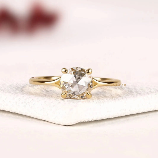 Rose Cut Lab Diamond Delicate Engagement Ring