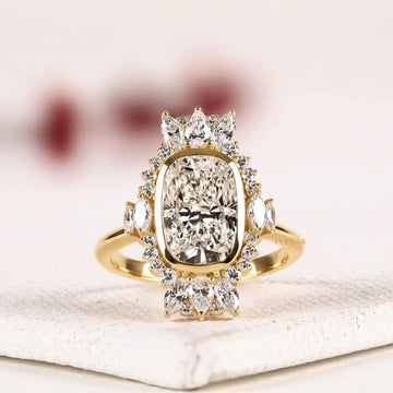 Floral Halo Inspire Radiant Cut Lab Grown Diamond Engagement Ring