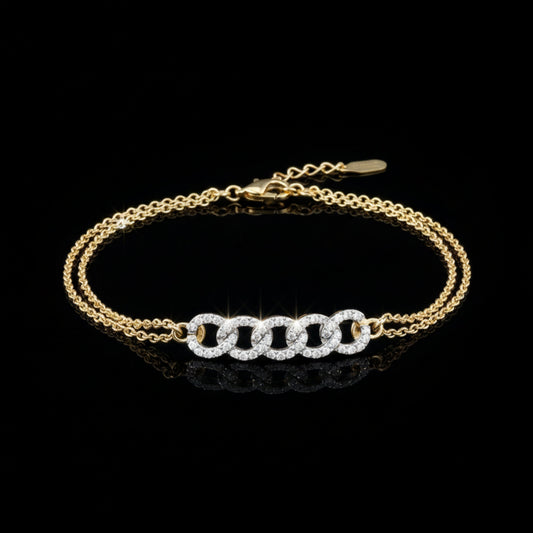 Round Cut Lab Diamond Interlocking Double Link Bracelet
