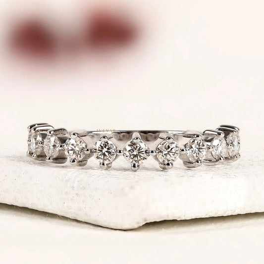 Round Cut Lab Diamond Half Eternity Band