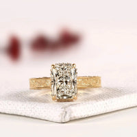 Art Deco Milgrain Radiant Cut Hidden Halo Moissanite Ring