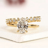 Oval Cut Bridal Set with Moissanite Diamond Ring