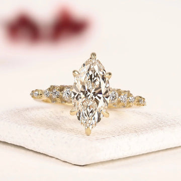 Marquise Cut Cluster Hidden Lab Grown Diamond Engagement Ring