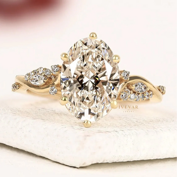 Nature Inspire Oval Cut Lab Grown Engagement Ring
